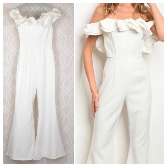 Tea n Cup Pants - *CLEARANCE* 70’s Style Ruffle & Flare Jumpsuit